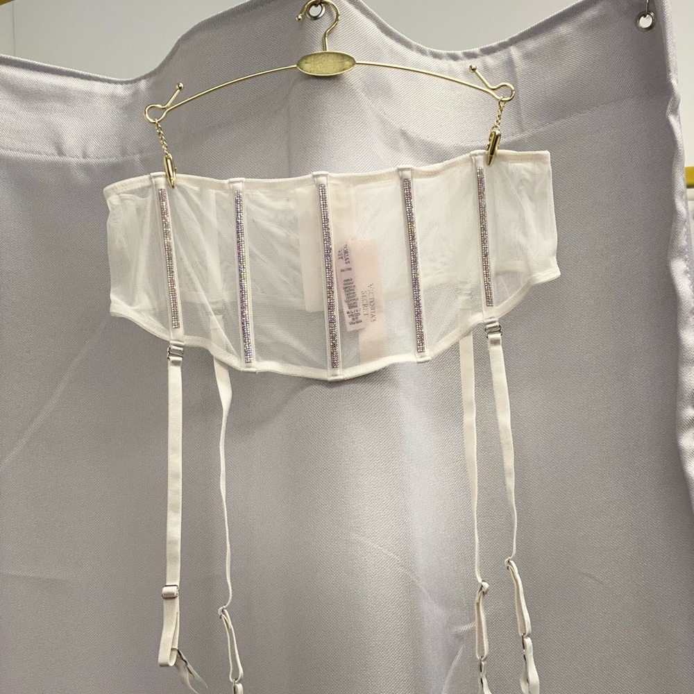 Victoria's Secret White Bandeau with Garter Straps
